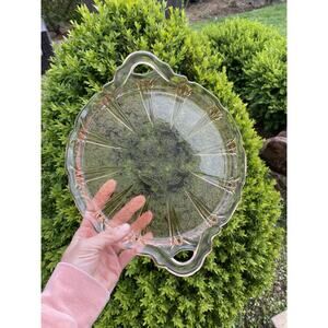 Vintage Jeannette Glass ‘Cherry Blossom’ Pink Depression Glass Cake Platter